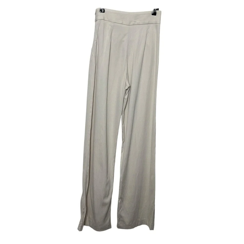 ZARA High Rise Trousers Off White Linen‎ Blend Vented Waist Women's Size XS New